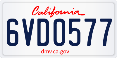 CA license plate 6VDO577