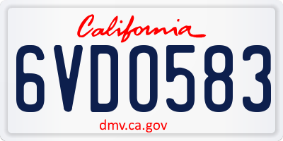 CA license plate 6VDO583
