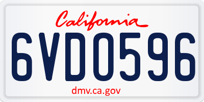 CA license plate 6VDO596