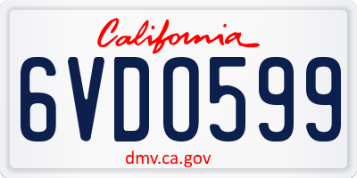 CA license plate 6VDO599