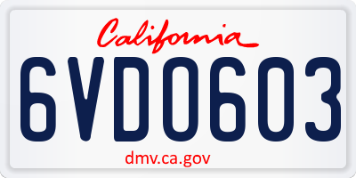 CA license plate 6VDO603