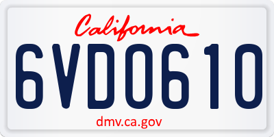 CA license plate 6VDO610