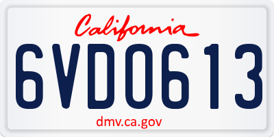CA license plate 6VDO613