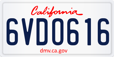 CA license plate 6VDO616