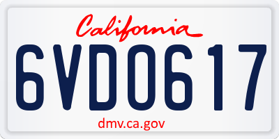 CA license plate 6VDO617