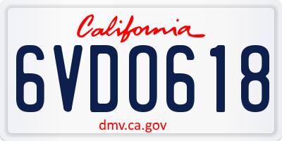 CA license plate 6VDO618