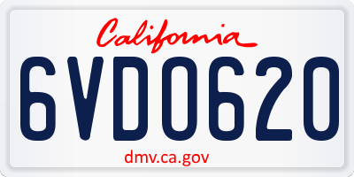 CA license plate 6VDO620