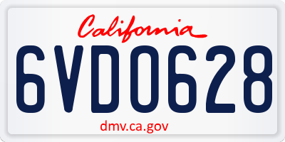 CA license plate 6VDO628