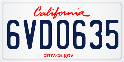 CA license plate 6VDO635