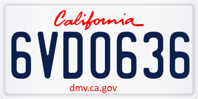 CA license plate 6VDO636