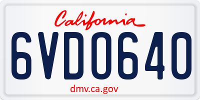 CA license plate 6VDO640