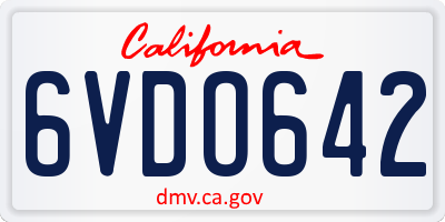 CA license plate 6VDO642