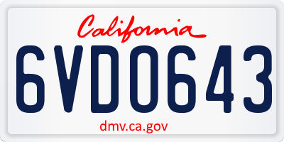 CA license plate 6VDO643