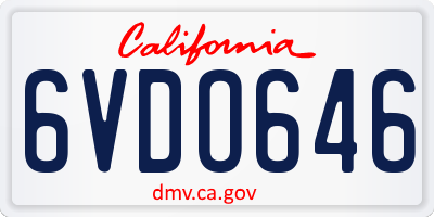 CA license plate 6VDO646