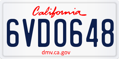 CA license plate 6VDO648