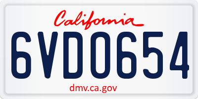 CA license plate 6VDO654
