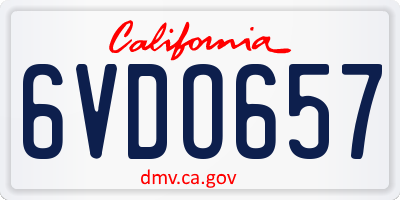 CA license plate 6VDO657