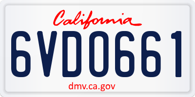 CA license plate 6VDO661