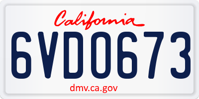 CA license plate 6VDO673