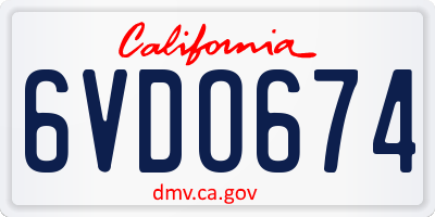 CA license plate 6VDO674