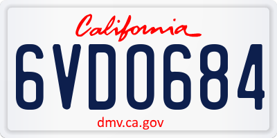 CA license plate 6VDO684
