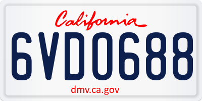 CA license plate 6VDO688