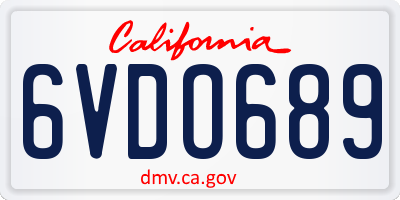 CA license plate 6VDO689