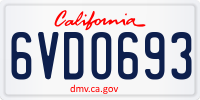 CA license plate 6VDO693