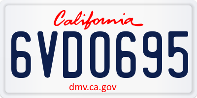 CA license plate 6VDO695