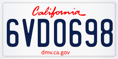 CA license plate 6VDO698