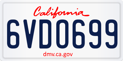 CA license plate 6VDO699