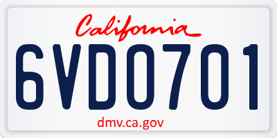 CA license plate 6VDO701