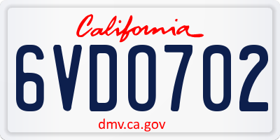 CA license plate 6VDO702
