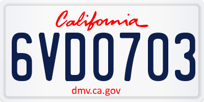 CA license plate 6VDO703