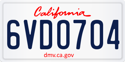 CA license plate 6VDO704