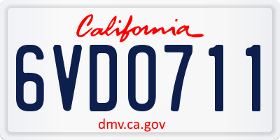CA license plate 6VDO711