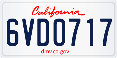 CA license plate 6VDO717