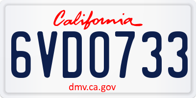 CA license plate 6VDO733