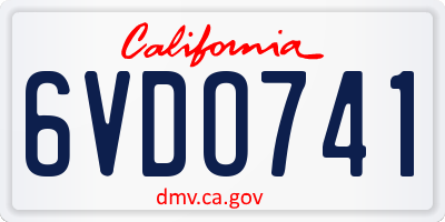 CA license plate 6VDO741