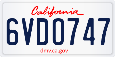 CA license plate 6VDO747