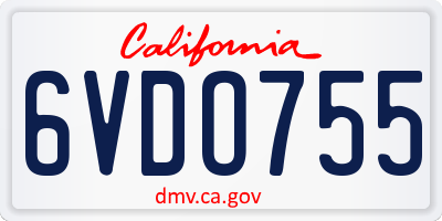 CA license plate 6VDO755