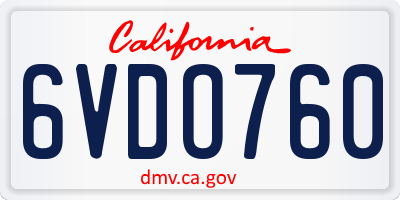 CA license plate 6VDO760