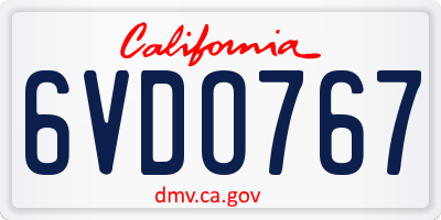 CA license plate 6VDO767