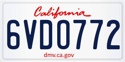 CA license plate 6VDO772