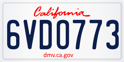 CA license plate 6VDO773