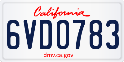 CA license plate 6VDO783