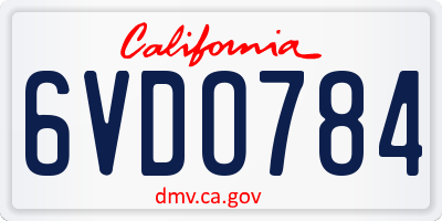 CA license plate 6VDO784