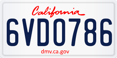 CA license plate 6VDO786