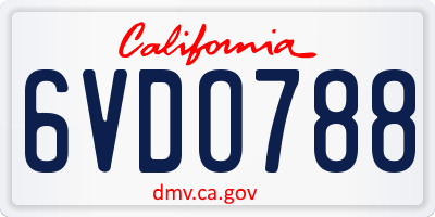 CA license plate 6VDO788