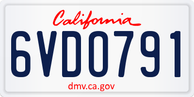 CA license plate 6VDO791